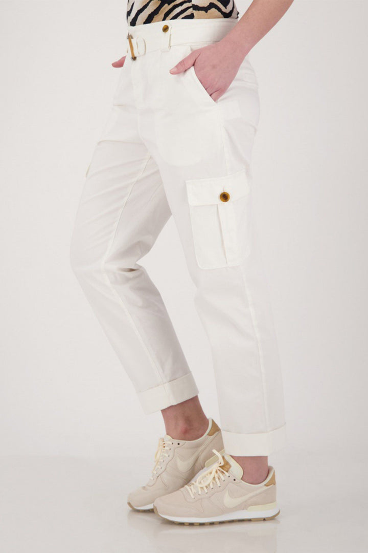 Cargo Chino Pants w Belt in White Bottoms Monari 