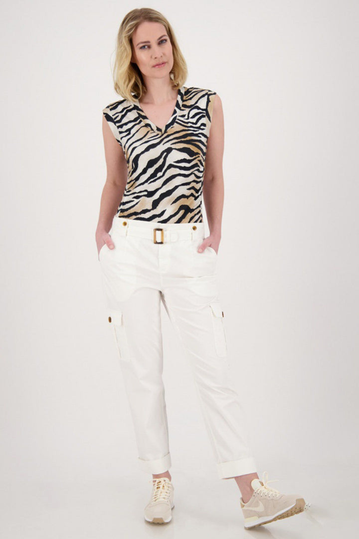 Cargo Chino Pants w Belt in White Bottoms Monari 