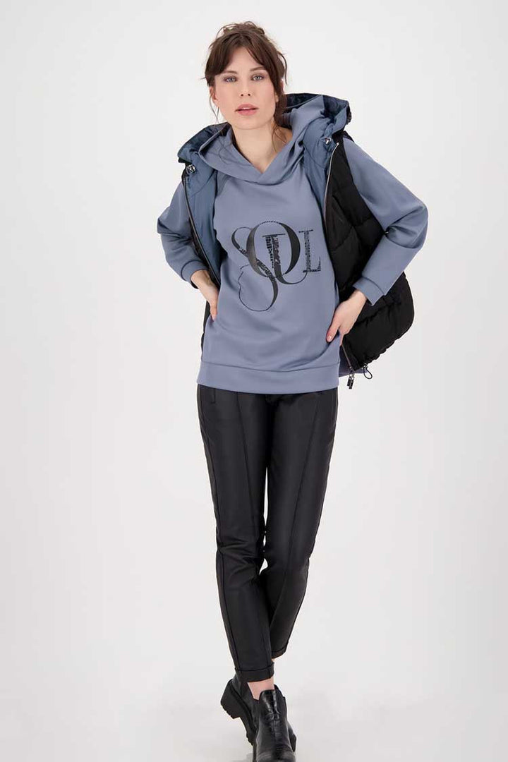 Casual Rivets Hoodie in Waterfall Tops Monari 