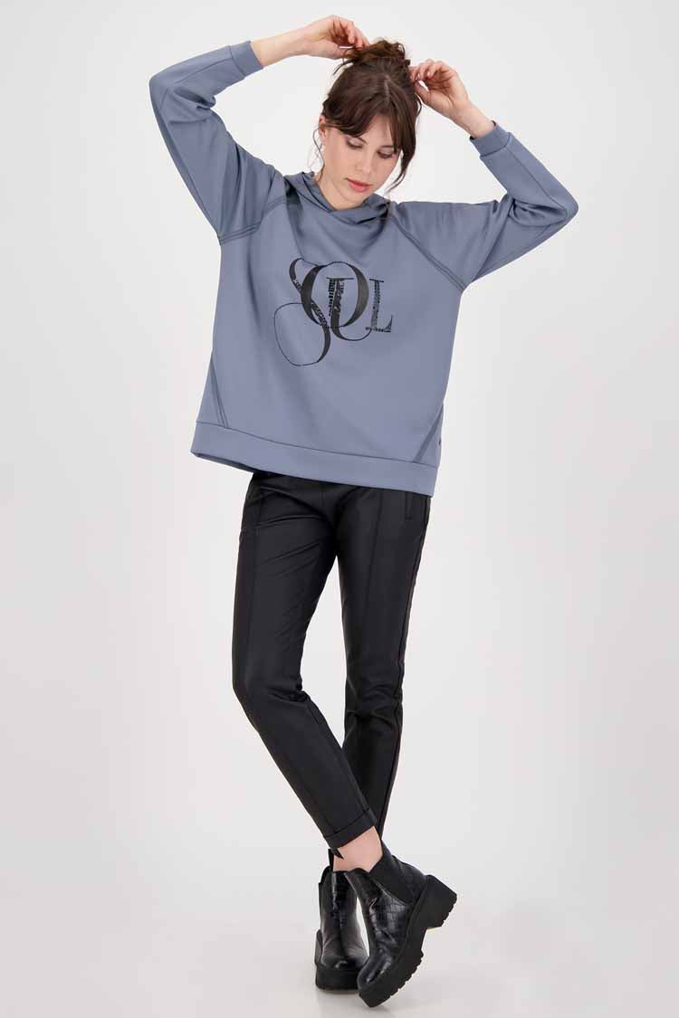 Casual Rivets Hoodie in Waterfall Tops Monari 