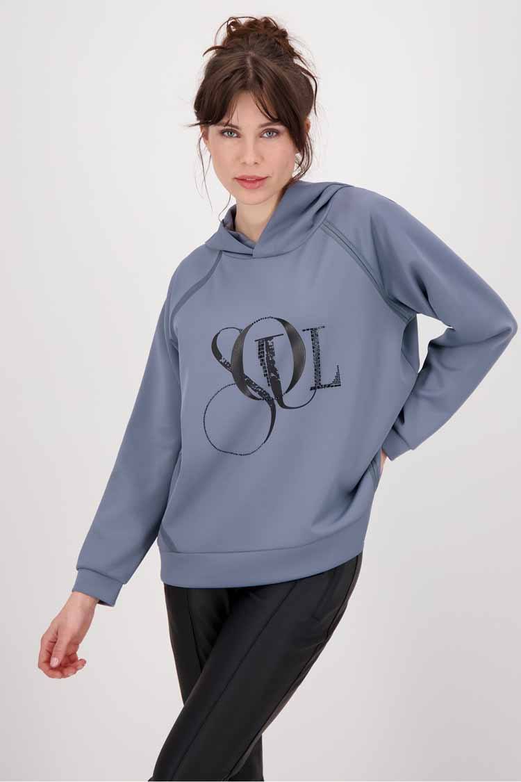 Casual Rivets Hoodie in Waterfall Tops Monari 