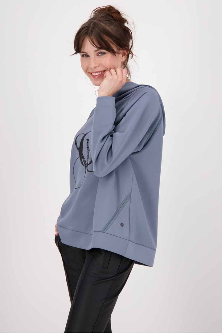 Casual Rivets Hoodie in Waterfall Tops Monari 