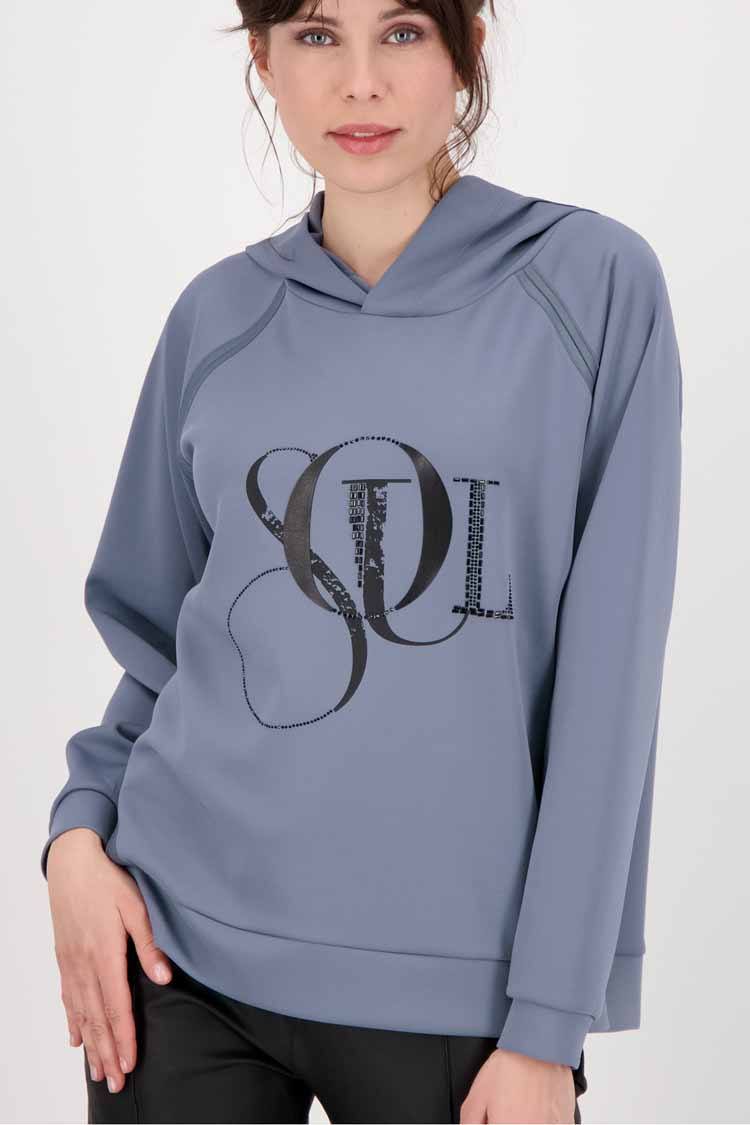 Casual Rivets Hoodie in Waterfall Tops Monari 