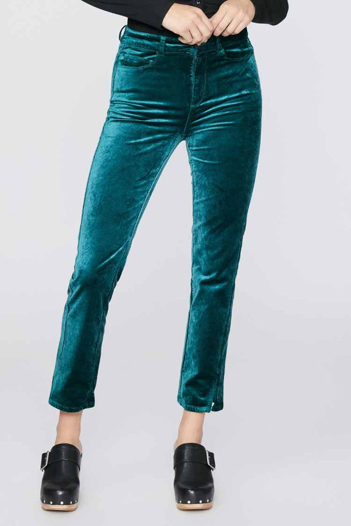 Cindy Velvet Pant w Twisted Seam in Midnight Cyan