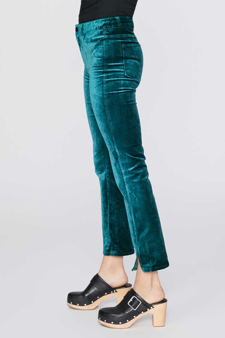 Cindy Velvet Pant w Twisted Seam in Midnight Cyan