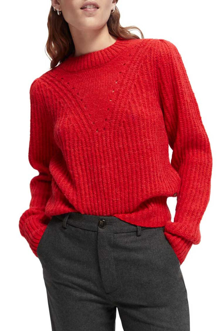 Crewneck pullover w puffed sleeves