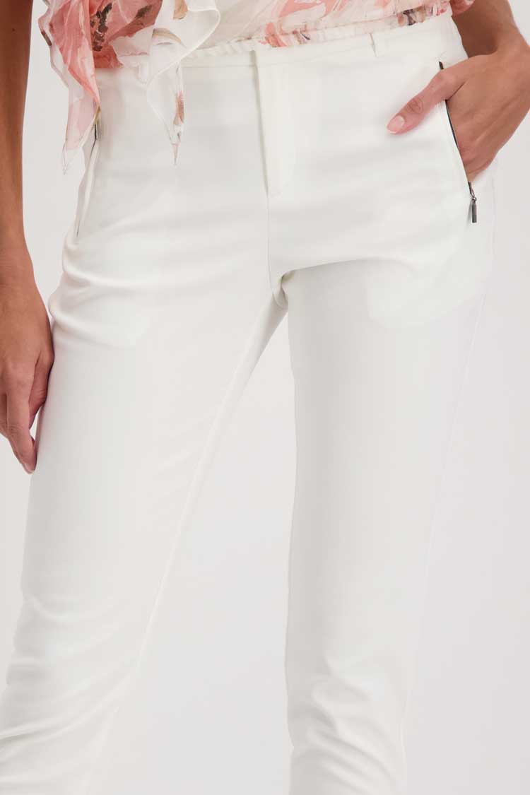 Cropped Chino w Zippers in White