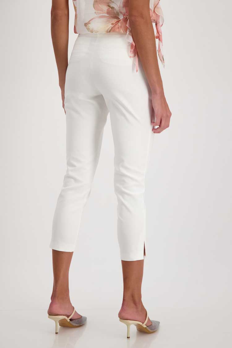 Cropped Chino w Zippers in White