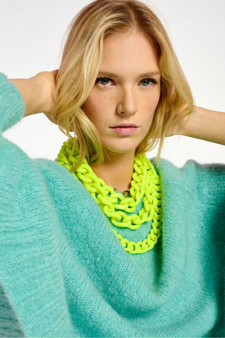 Demoral Layered Chain Necklace in Neon Yellow