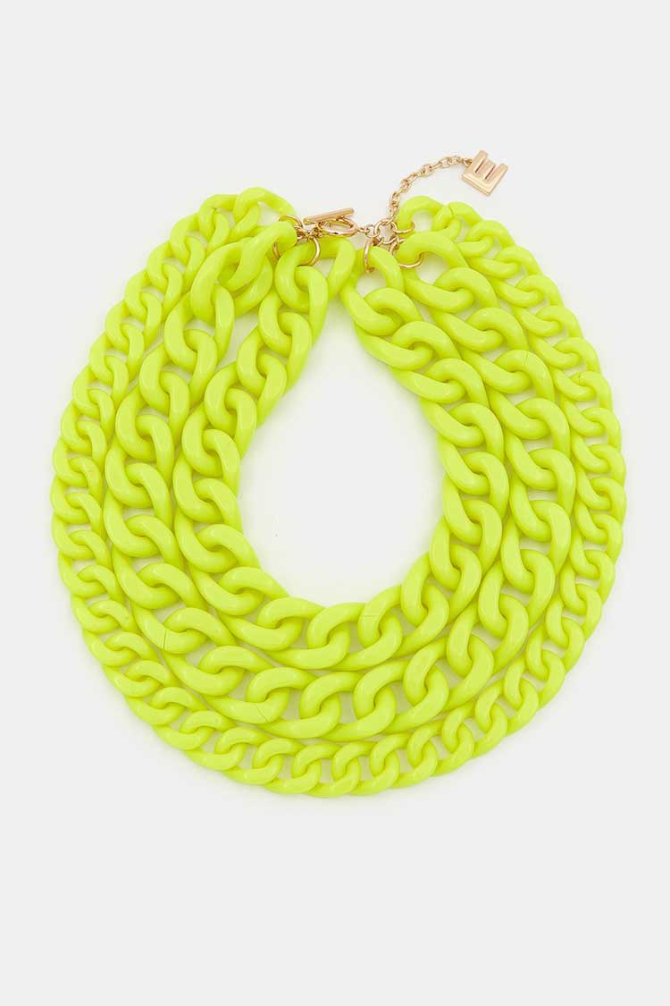 Demoral Layered Chain Necklace in Neon Yellow