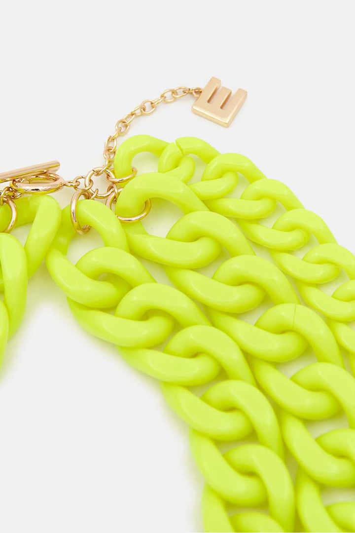 Demoral Layered Chain Necklace in Neon Yellow
