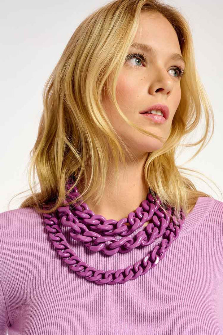 Demoral Layered Chain Necklace in Purple