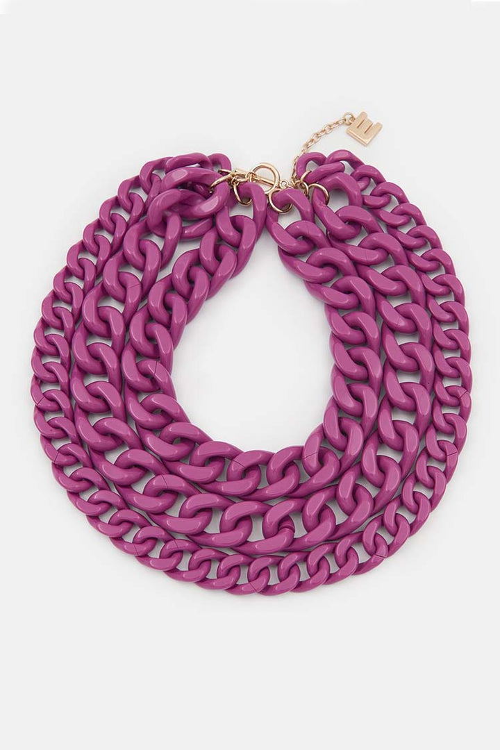 Demoral Layered Chain Necklace in Purple