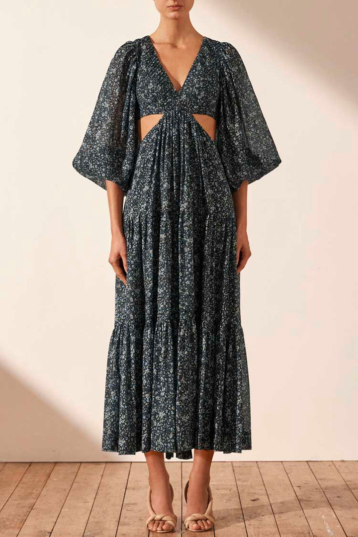 Denise Pintuck Cut Out Midi Dress | FINAL SALE