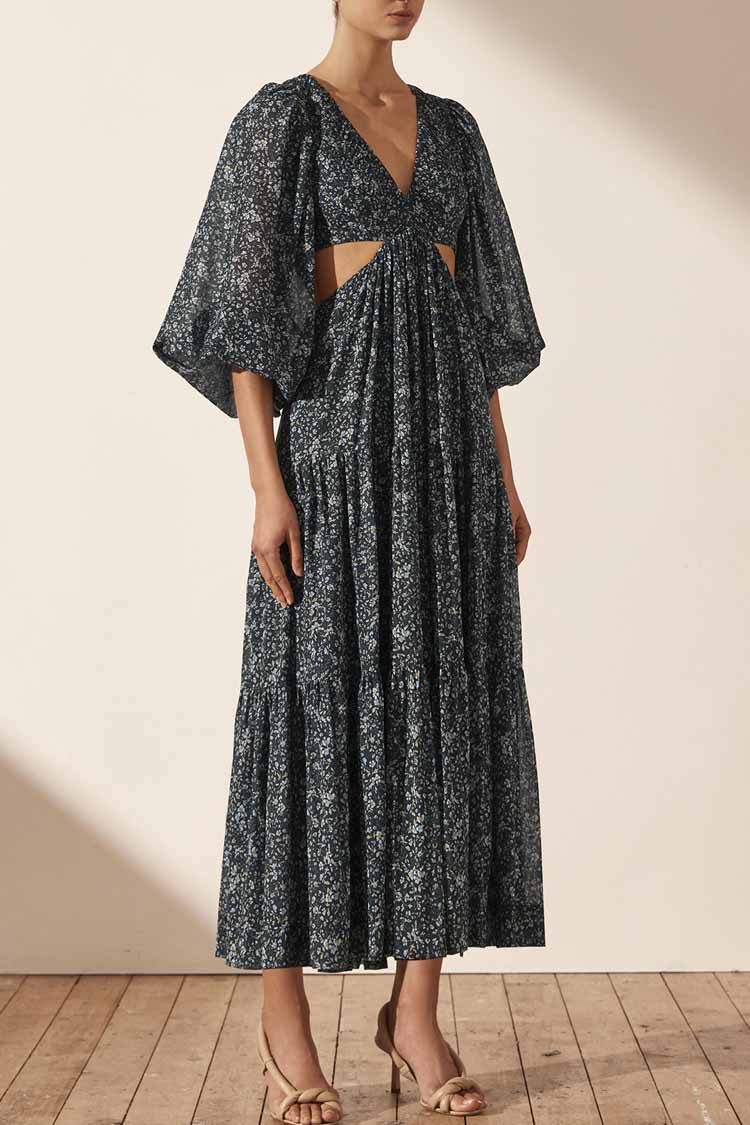 Denise Pintuck Cut Out Midi Dress | FINAL SALE