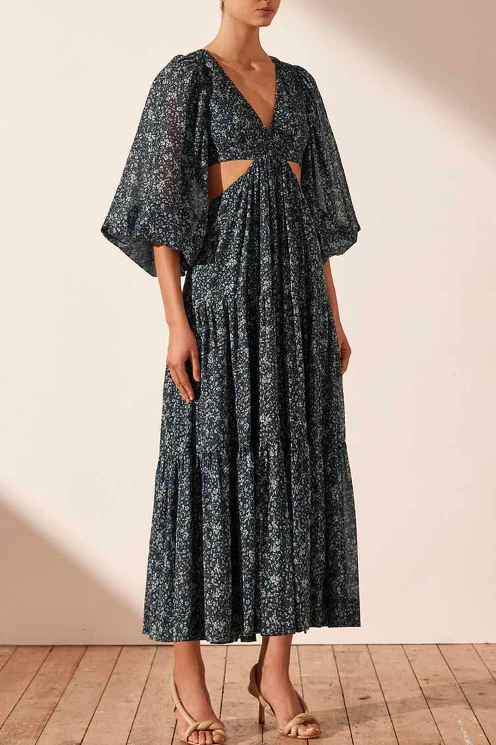 Denise Pintuck Cut Out Midi Dress | FINAL SALE
