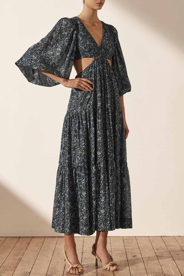 Denise Pintuck Cut Out Midi Dress | FINAL SALE