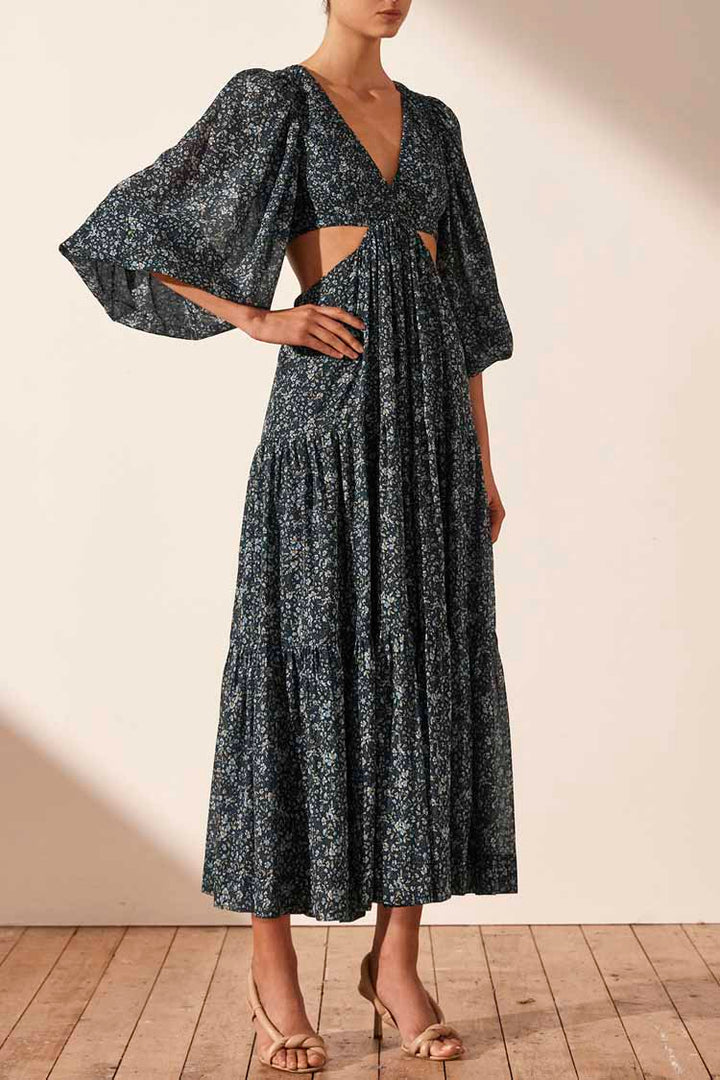 Denise Pintuck Cut Out Midi Dress | FINAL SALE