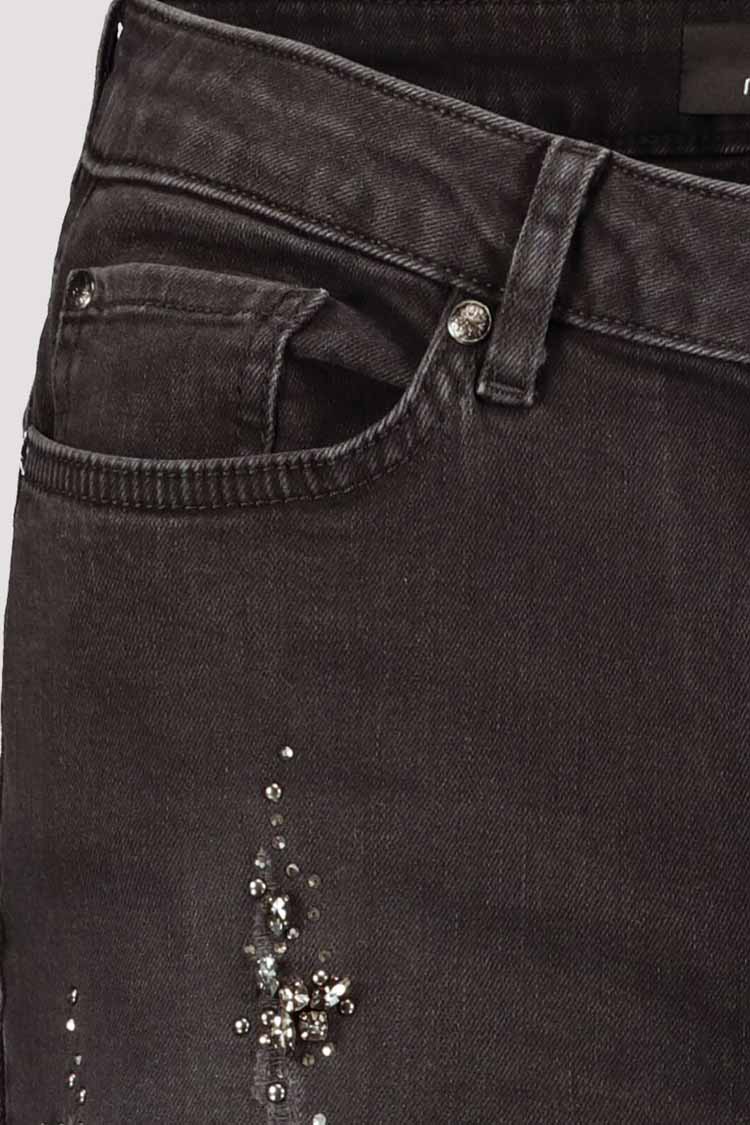 Distressed Jeans w Rhinestones in Dark Grey
