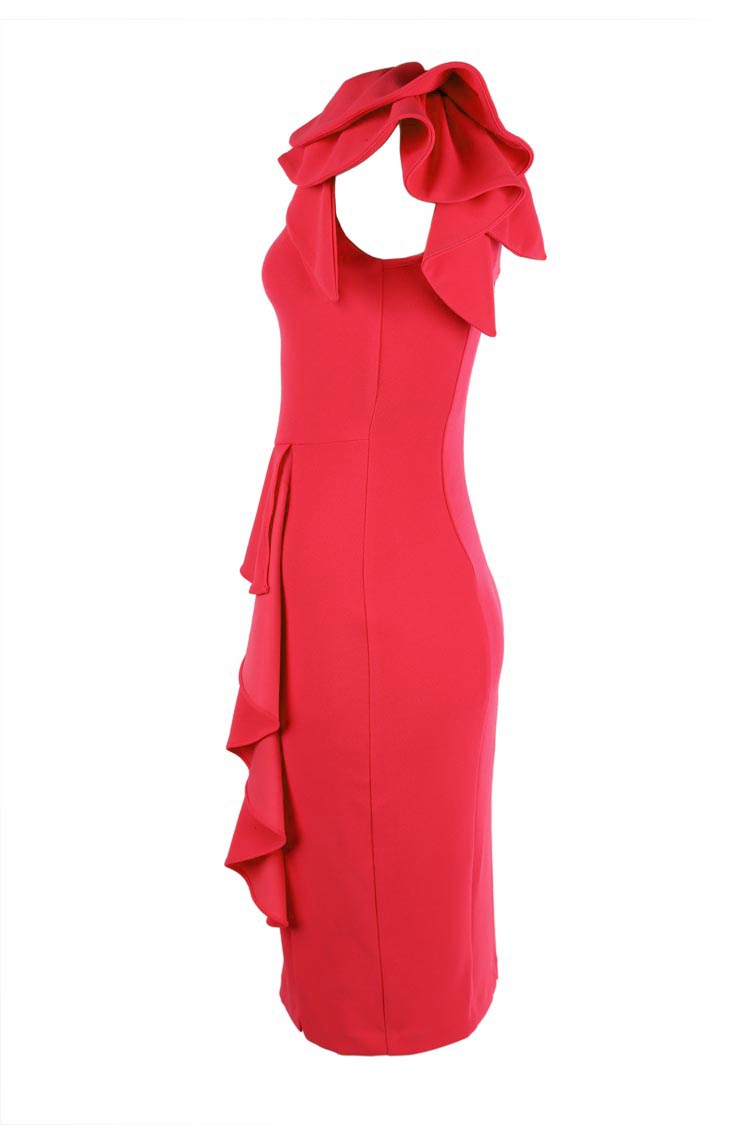 Donna One Shoulder Dress in Red