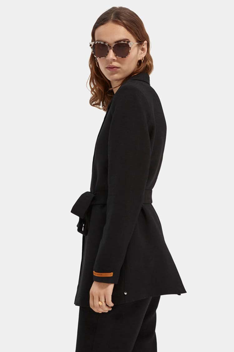 Draped Belted Blazer in Black Jackets & Outerwear Scotch & Soda 