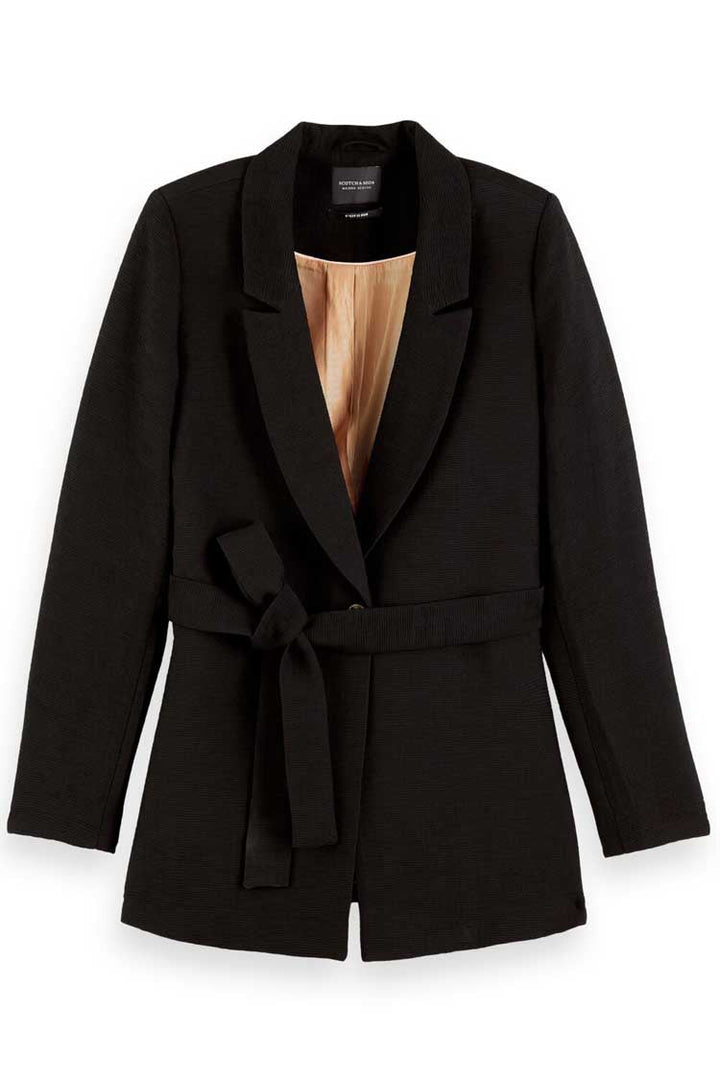 Draped Belted Blazer in Black Jackets & Outerwear Scotch & Soda 