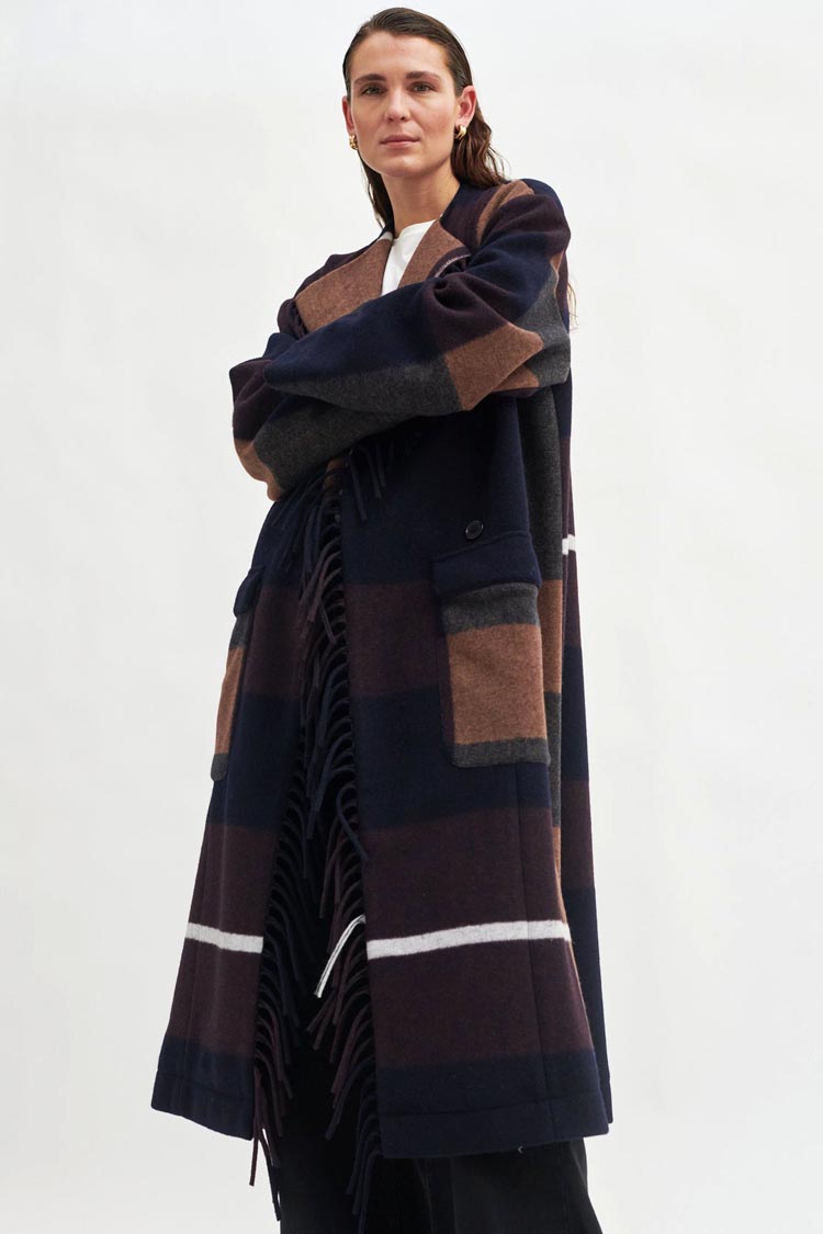 Essi Check Coat in Deep Mahogany | FINAL SALE