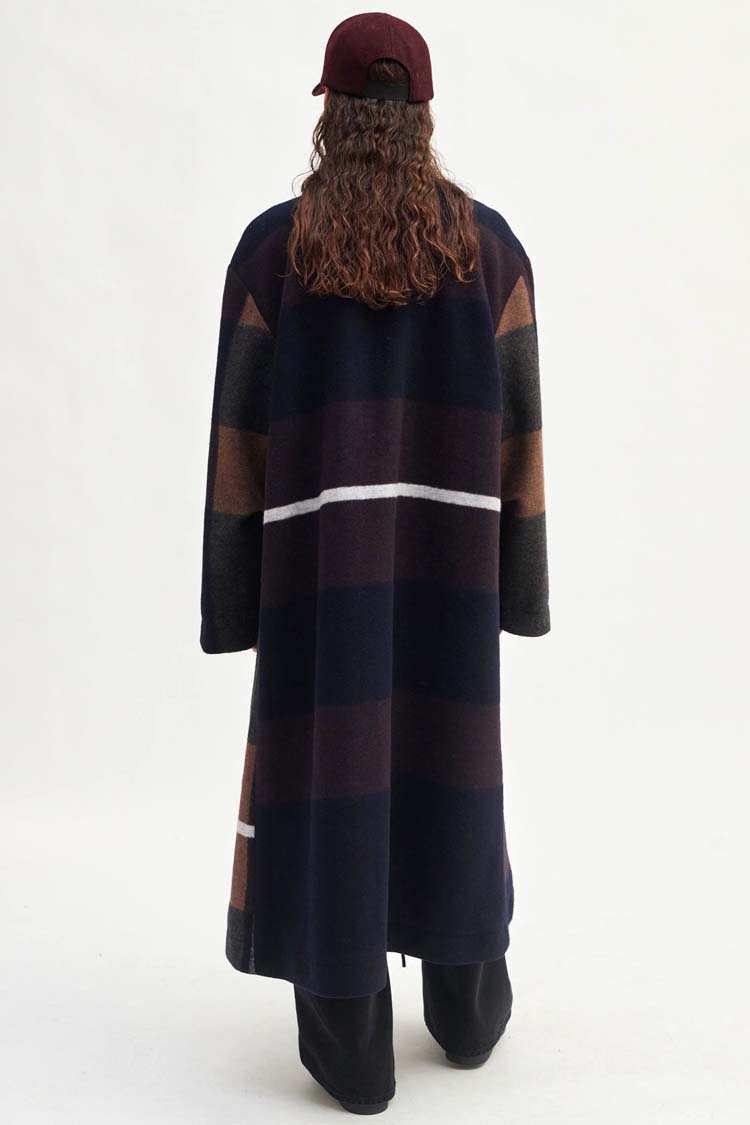 Essi Check Coat in Deep Mahogany | FINAL SALE