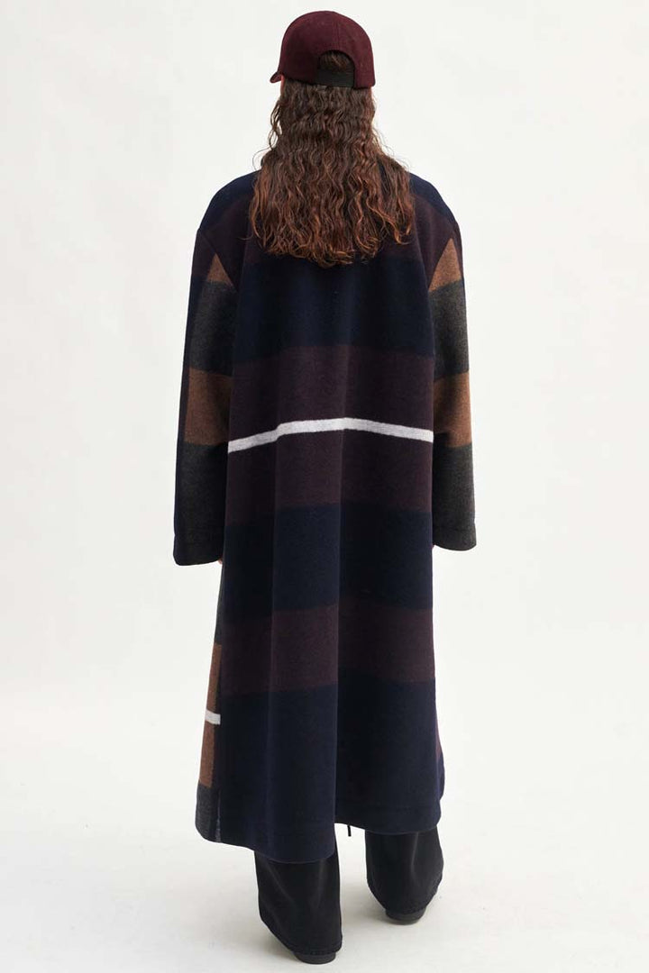 Essi Check Coat in Deep Mahogany | FINAL SALE