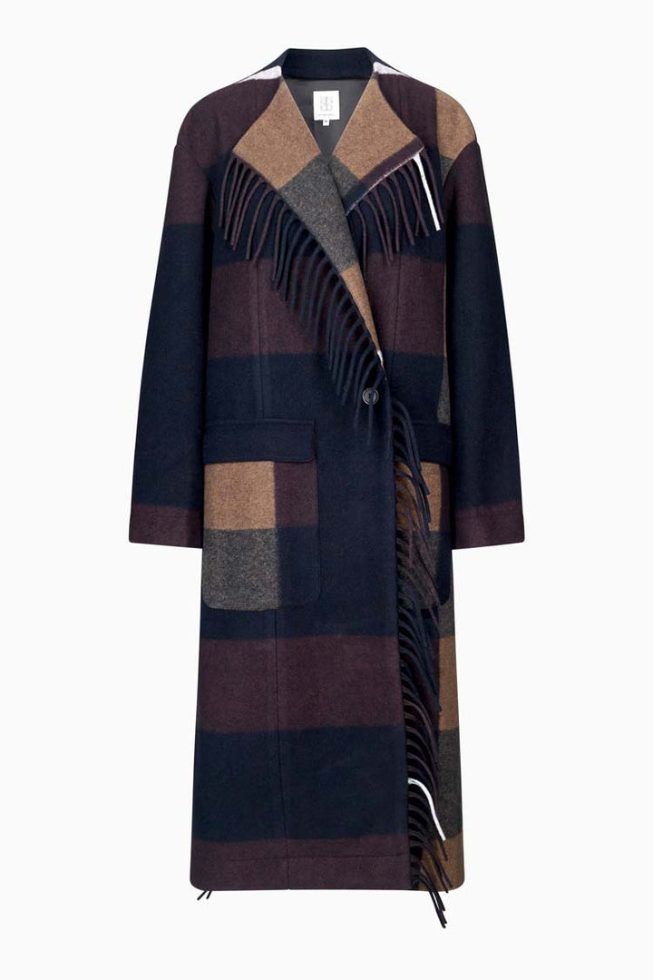 Essi Check Coat in Deep Mahogany | FINAL SALE