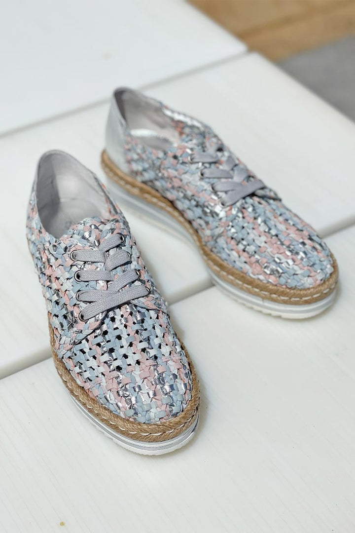 Evert Woven Flats in Silver
