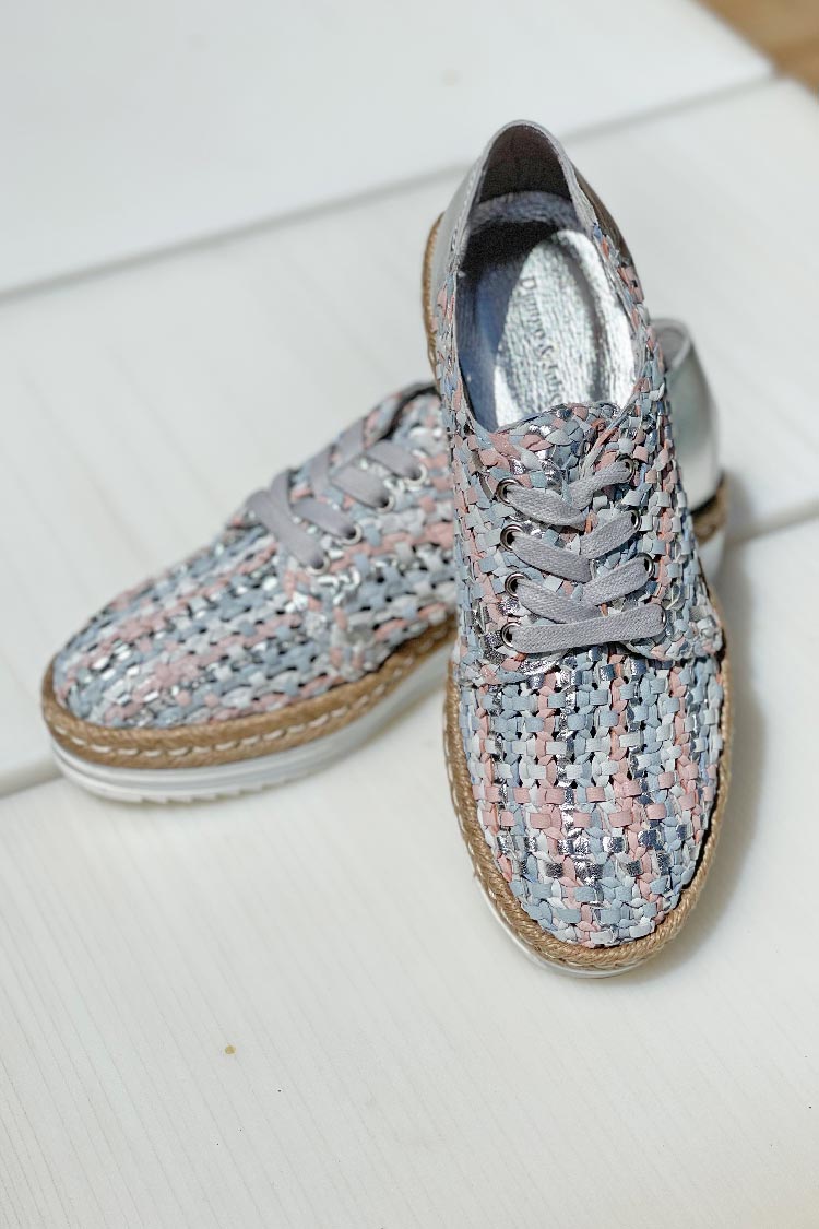 Evert Woven Flats in Silver