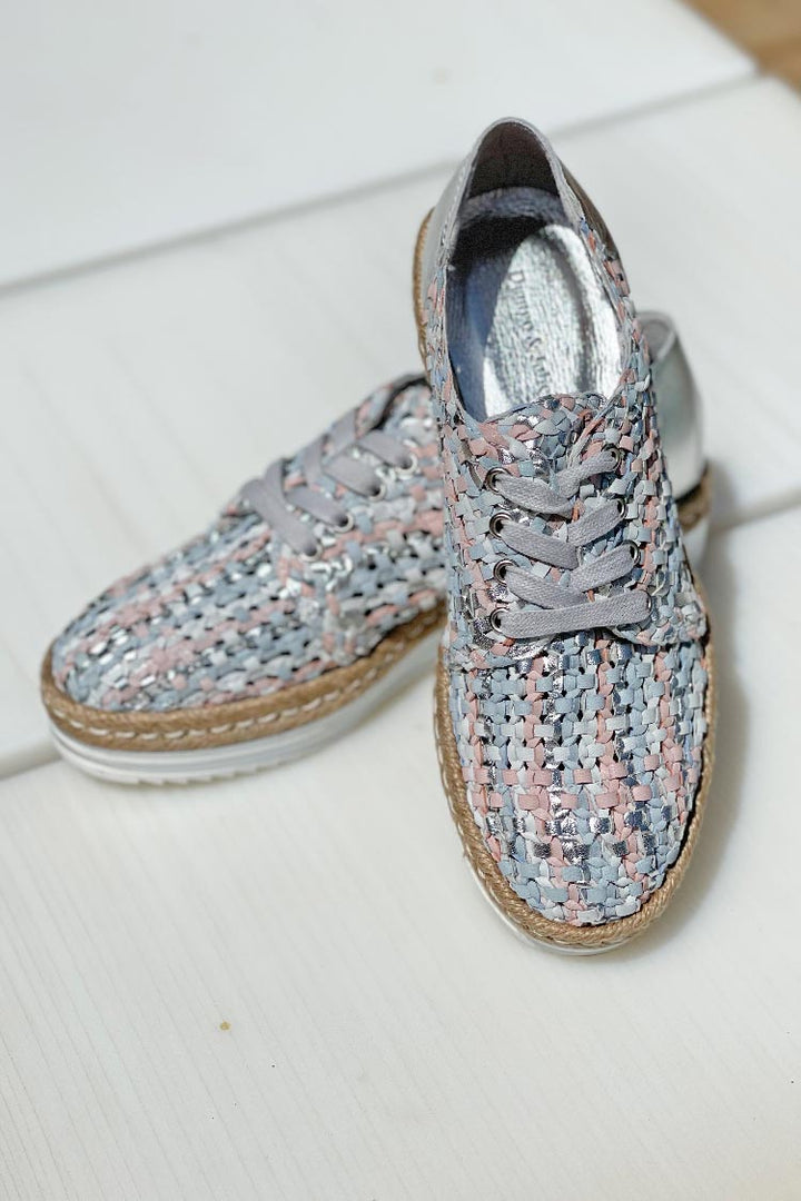 Evert Woven Flats in Silver