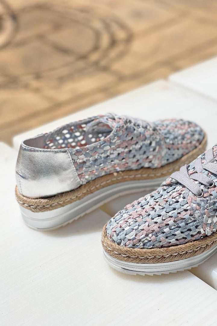 Evert Woven Flats in Silver
