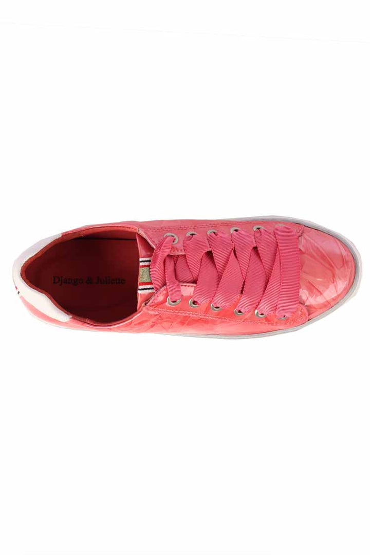 Finni Shrunken Patent Sneaker in Coral