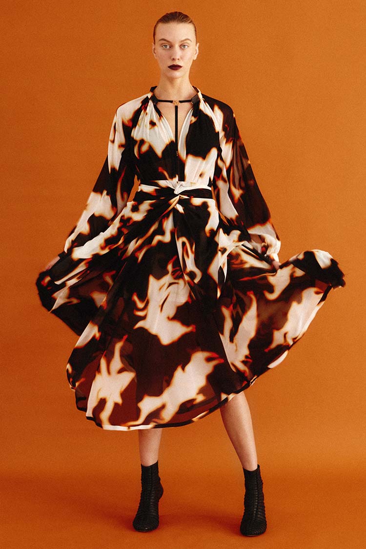 Flame Dress in Black Orange