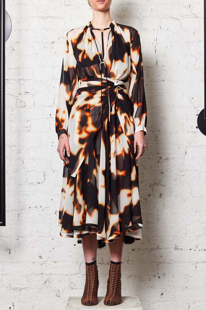 Flame Dress in Black Orange