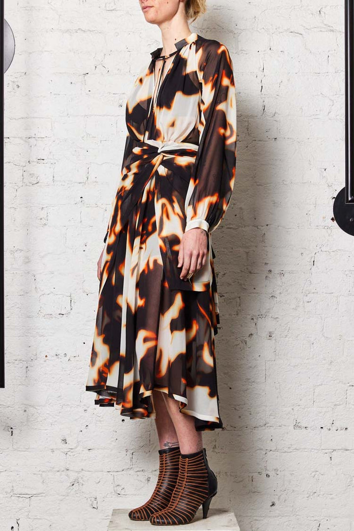 Flame Dress in Black Orange