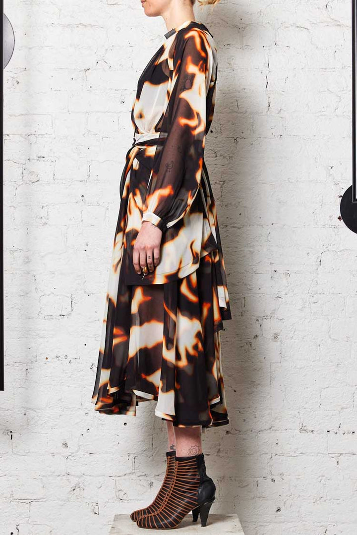 Flame Dress in Black Orange
