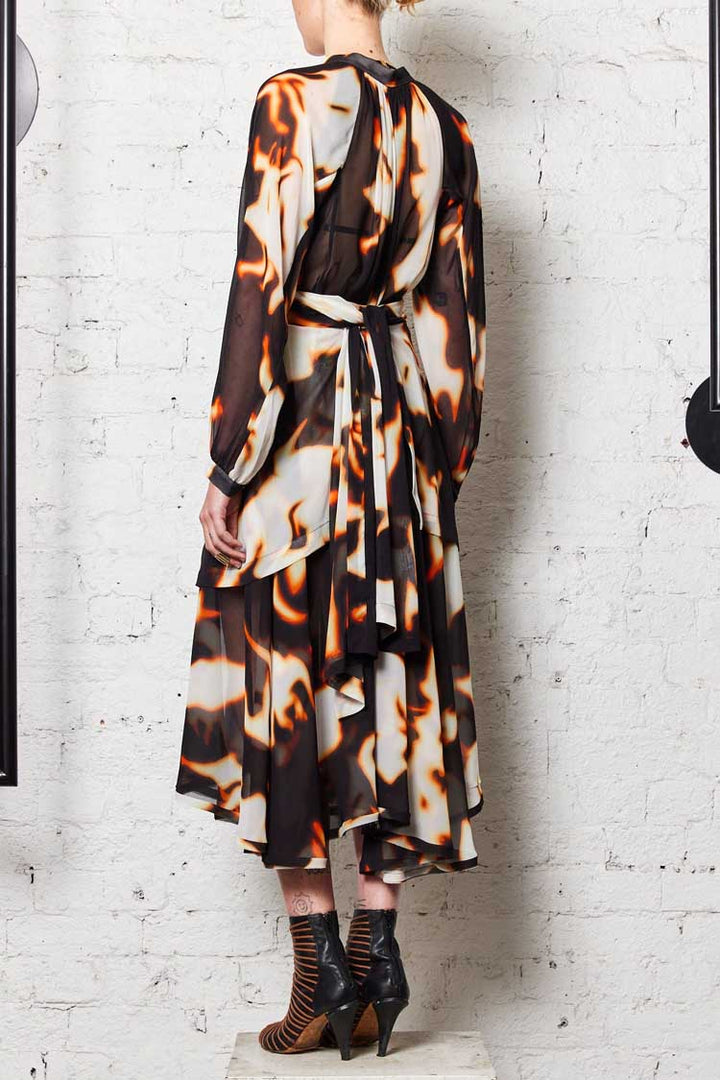 Flame Dress in Black Orange