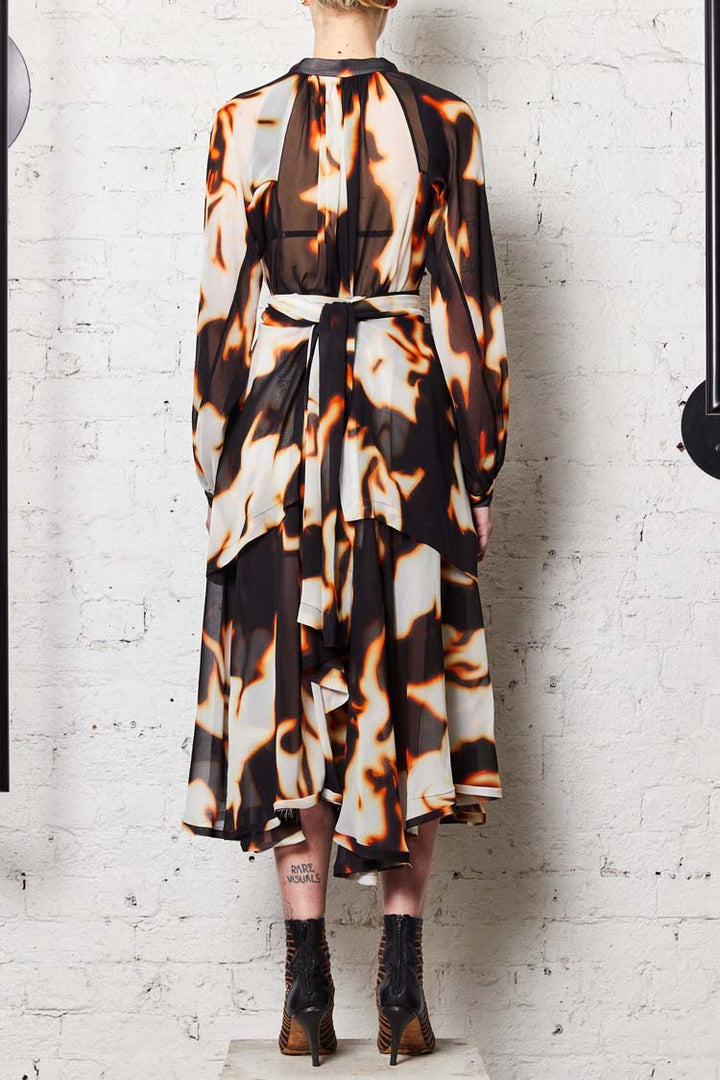Flame Dress in Black Orange