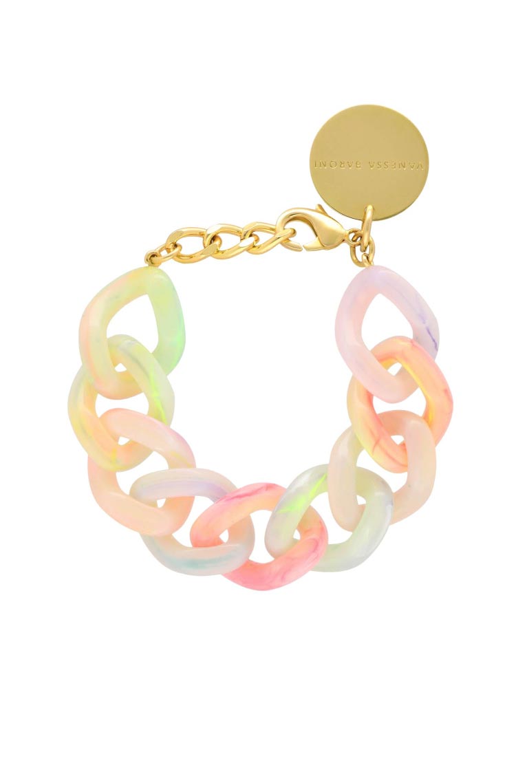 Flat Chain Bracelet in Neon Rainbow