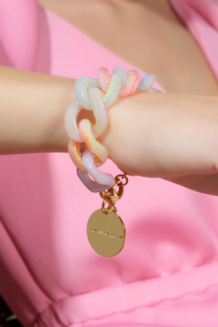 Flat Chain Bracelet in Neon Rainbow
