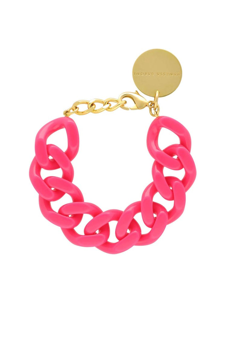Flat Chain Bracelet in Pink