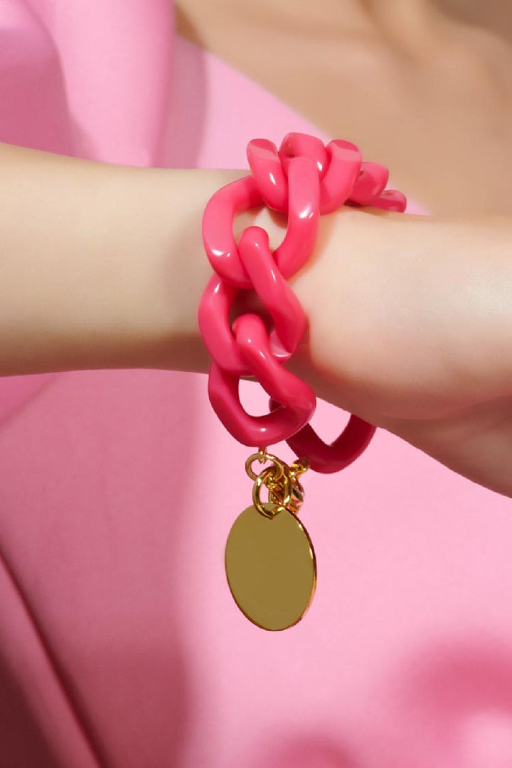 Flat Chain Bracelet in Pink