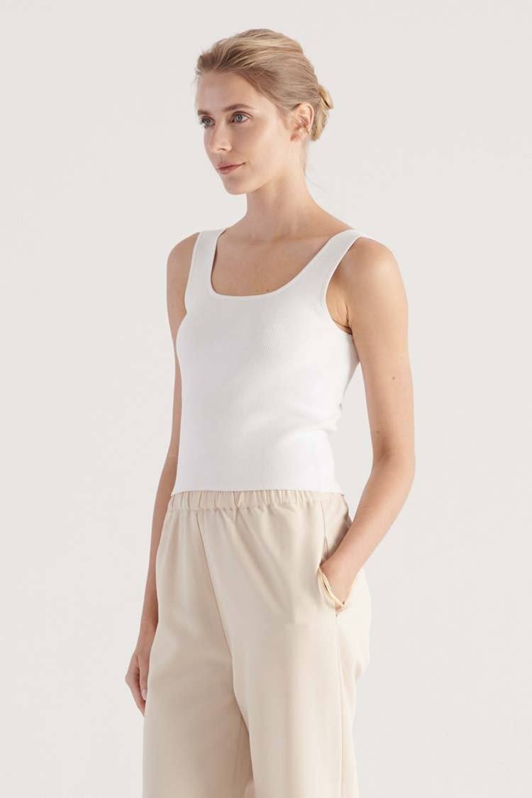 Frame Knit Top in White Tops Elka Collective 