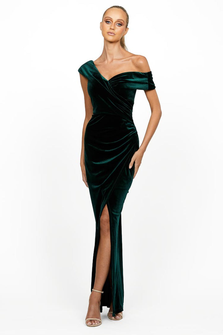 Gabby Velvet Maxi Dress in Green