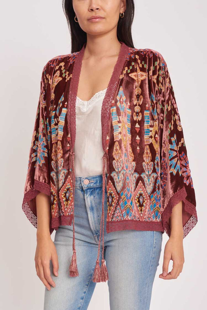 Geo Burnout Dazy Kimono in Amethyst