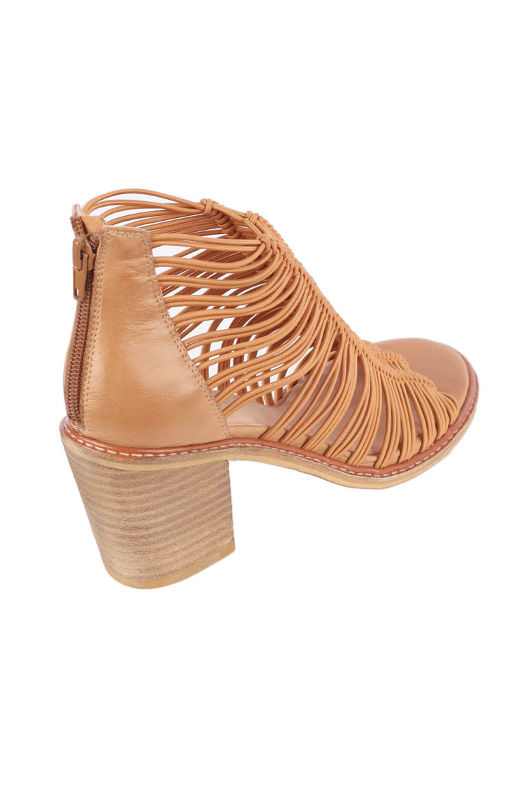 Gushu Elastic Leather Heel in Tan