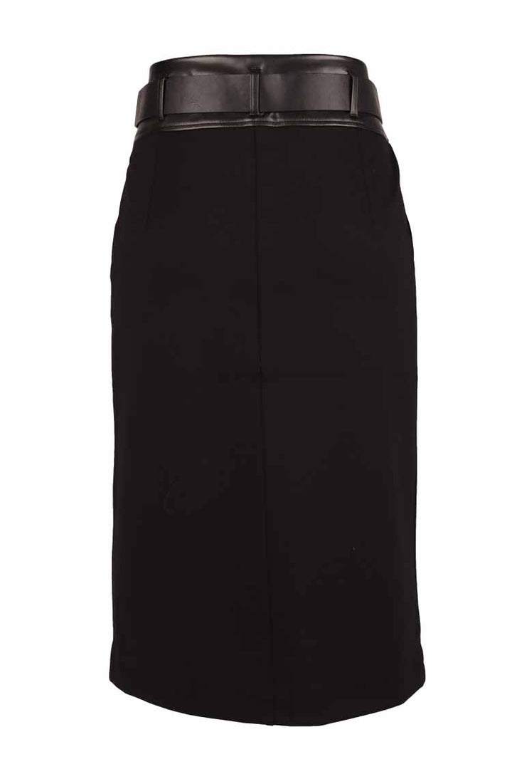 Jersey Midi Skirt w Leather Belt | FINAL SALE